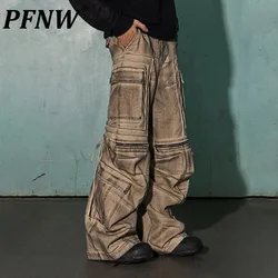 PFNW Vintage Avant-garde Men's Cargo Pants Adjustable Overalls Male Trousers Worn Out Trousers Safari Style 2023 Winter 28W2625