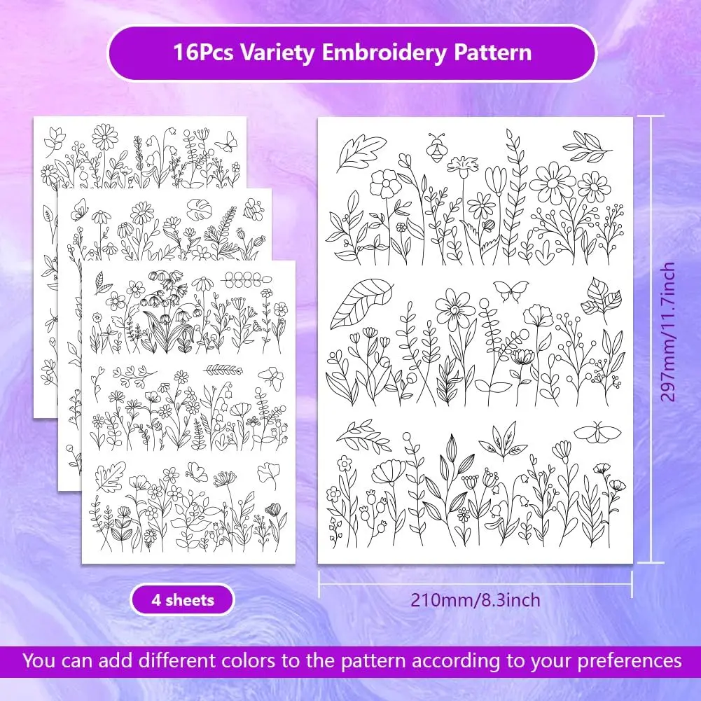 แผ่นกันซึมสำหรับงานปักลายดอกไม - Embroidery Flower Pattern บทวิจารณ์และราคา