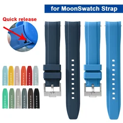 Strap for Omega X Swatch Joint MoonSwatch for Snoopy Planet Strap Curved End Silicone Quick Release Watch Band Bracelet 20mm