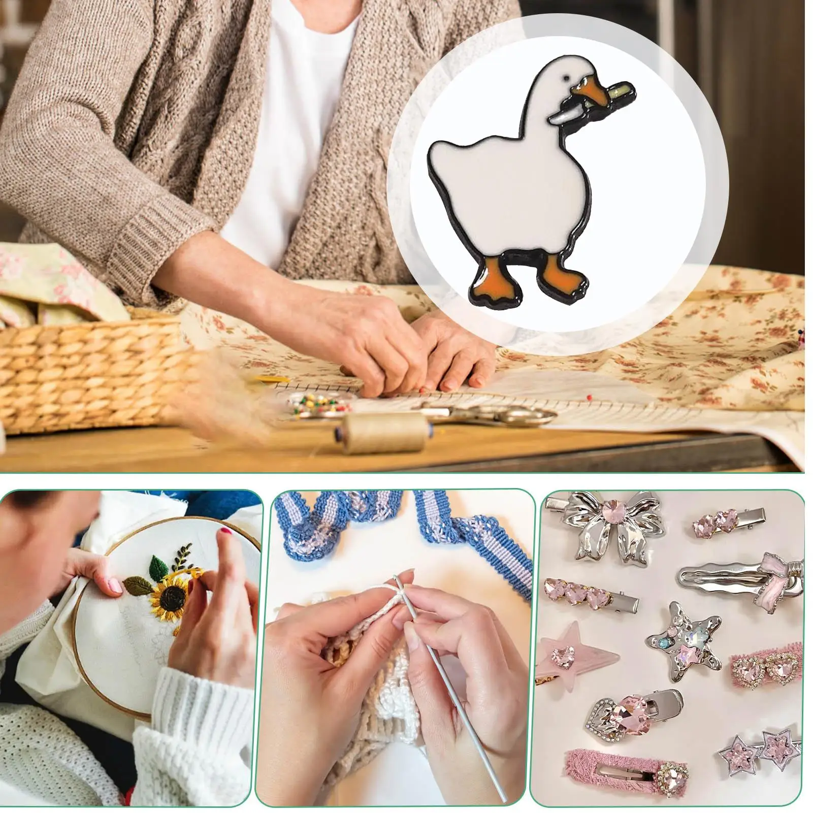 Soporte magnético para agujas con forma de pato, organizador de agujas para acolchar con forma de animal lindo, para herramientas de acolchado y agujas de bordar