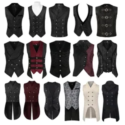 Wish New Men's Medieval Costume Retro Gothic Long Dress Vest Halloween Costume Cosplay Costumes Halloween Costumes