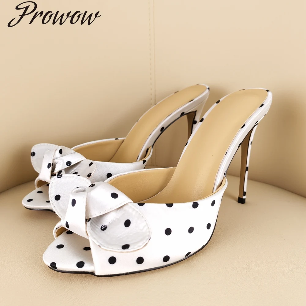

Модные сандалии на высоком каблуке с бантом в горошек, женская обувь Zapatos Mujer
