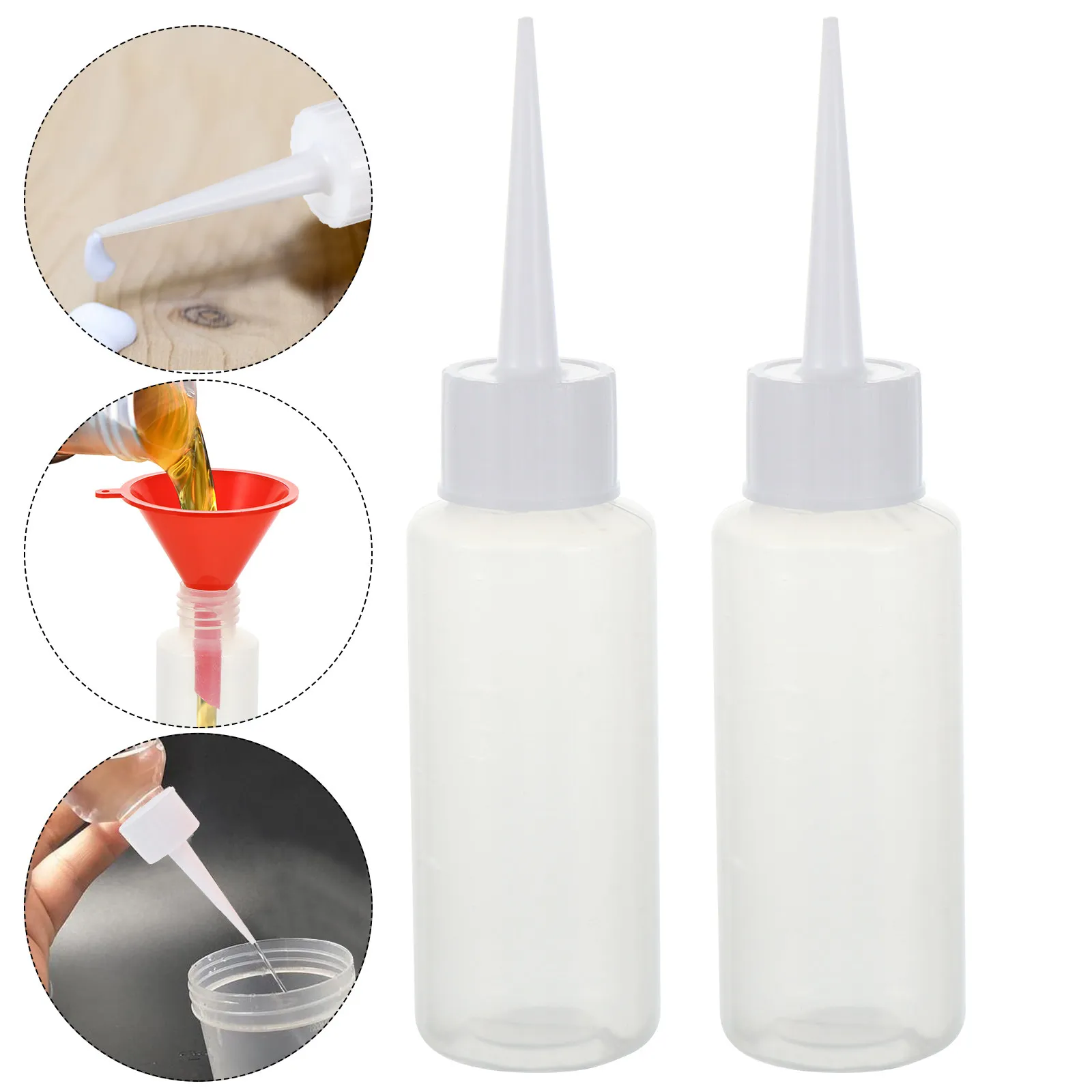 Refillable Squeeze Bottle Precision Tip Applicator Empty White Dispenser for Glue Oil and Condiments