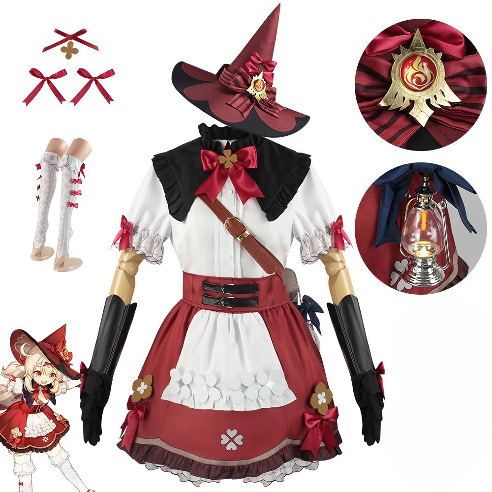 

Genshin Impact Cosplay Costumes Klee Dress Blossom Star Candle Anime Clothes Cute Halloween Witch Complete Set Comic Con Outfits