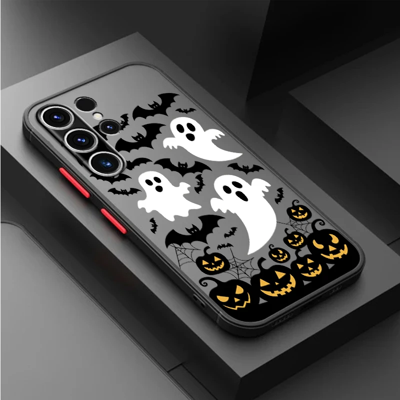 Case voor Samsung Galaxy S25 Rand S22 Plus S23 Ultra S20 S10 S9 S24 FE S21 Terug Telefoon Cover cartoon Halloween Kasteel Kat