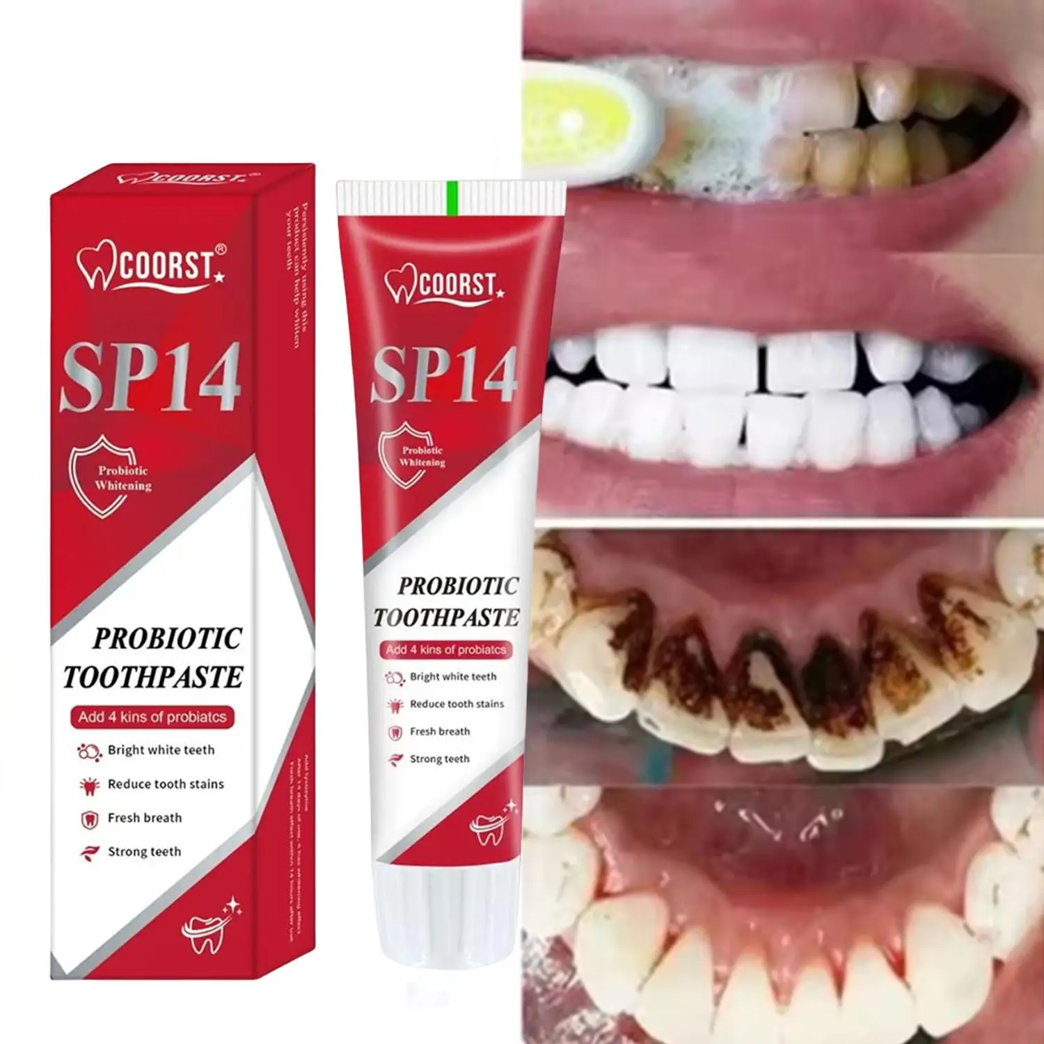 

SP14 Probiotic Toothpaste Whiten Clean Teeth Remove Stains Oral Care Management Fresh Breath With Sodium Saccharin Lactobacillus