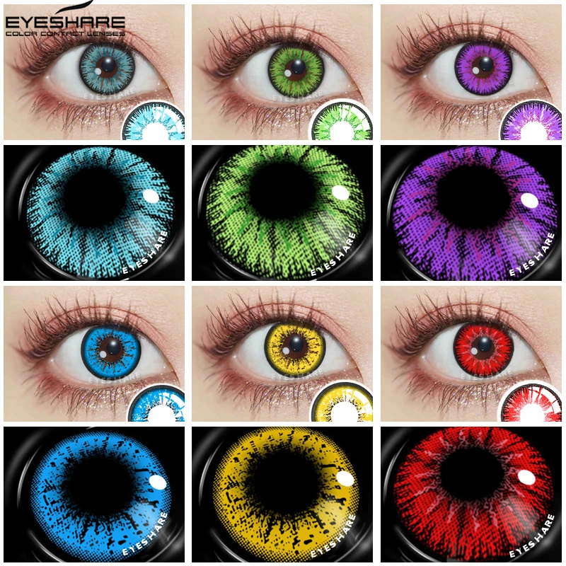 EYESHARE 1Pair Color Contact Lenses For Eyes Anime Cosplay Colored Lense Blue Red Multicolored Lenses Contact Lens Beauty Pupils