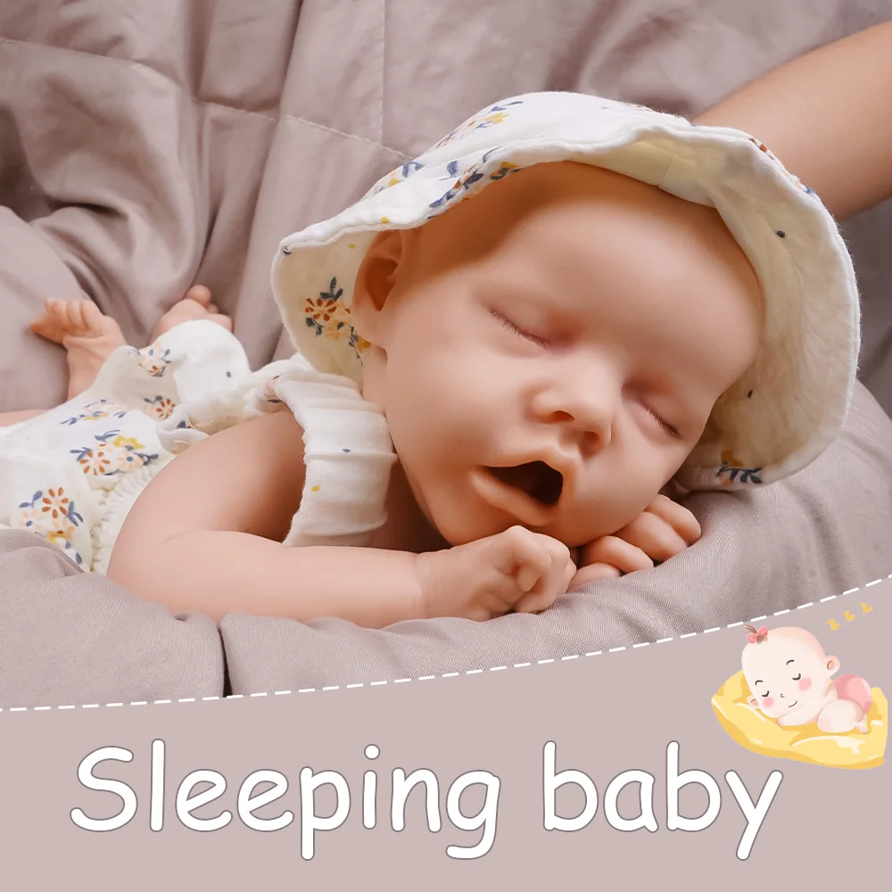 🎀   Bebê reborn de silicone ultrafino de 17,5 polegadas – 2,6 kg de peso fiel à vida |   Design de olhos e boca abertos |   Toque da pele mais macia |