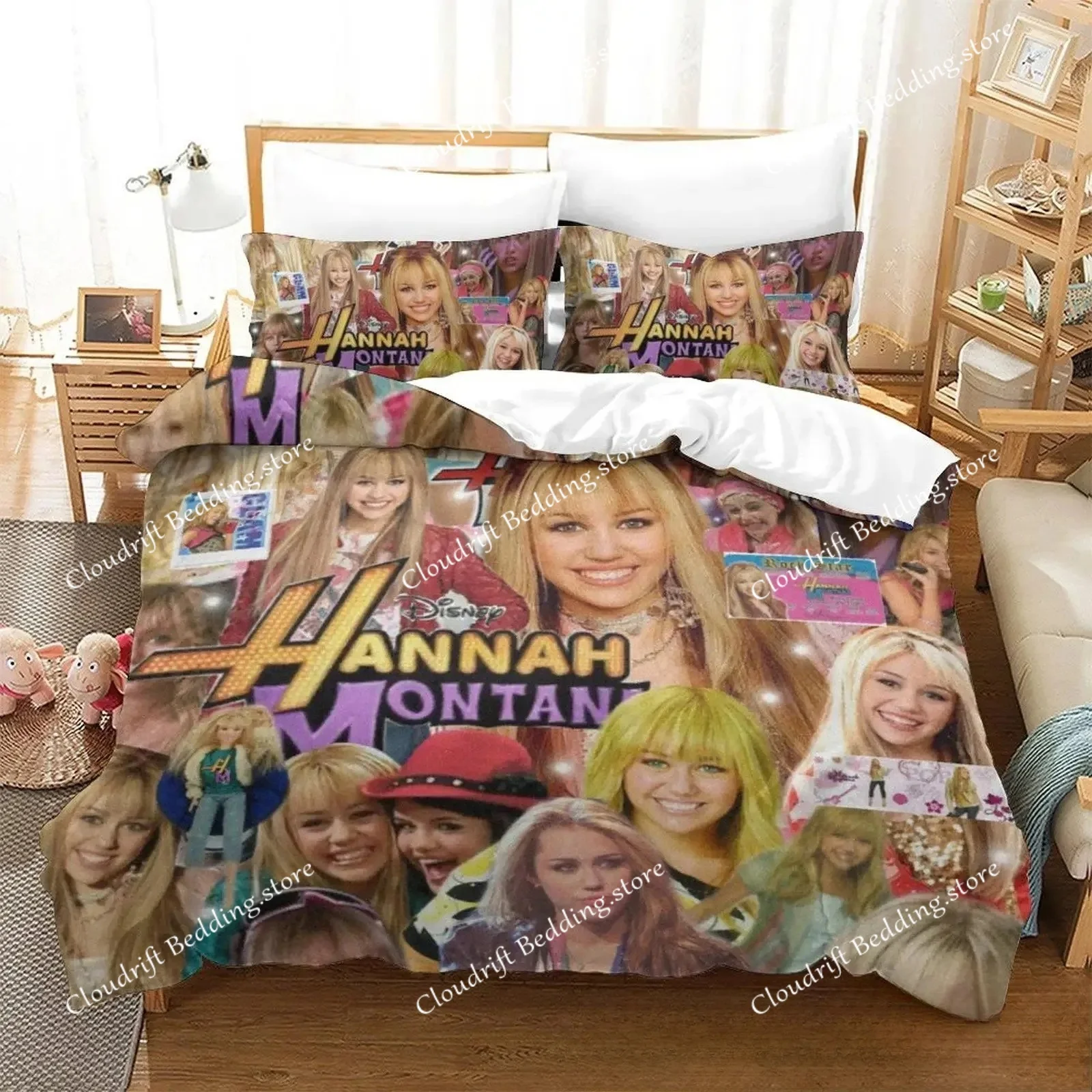 

3D Print Hannah Montana Bedding Set Boys Girls Twin Queen King Size Duvet Cover Pillowcase Bed boys Adult Home Textileextile