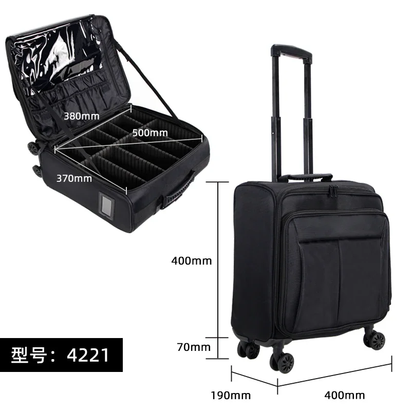 Professional makeup artist, makeup case, trolley makeup bag, large-capacity nail embroidery, special storage box, luggage