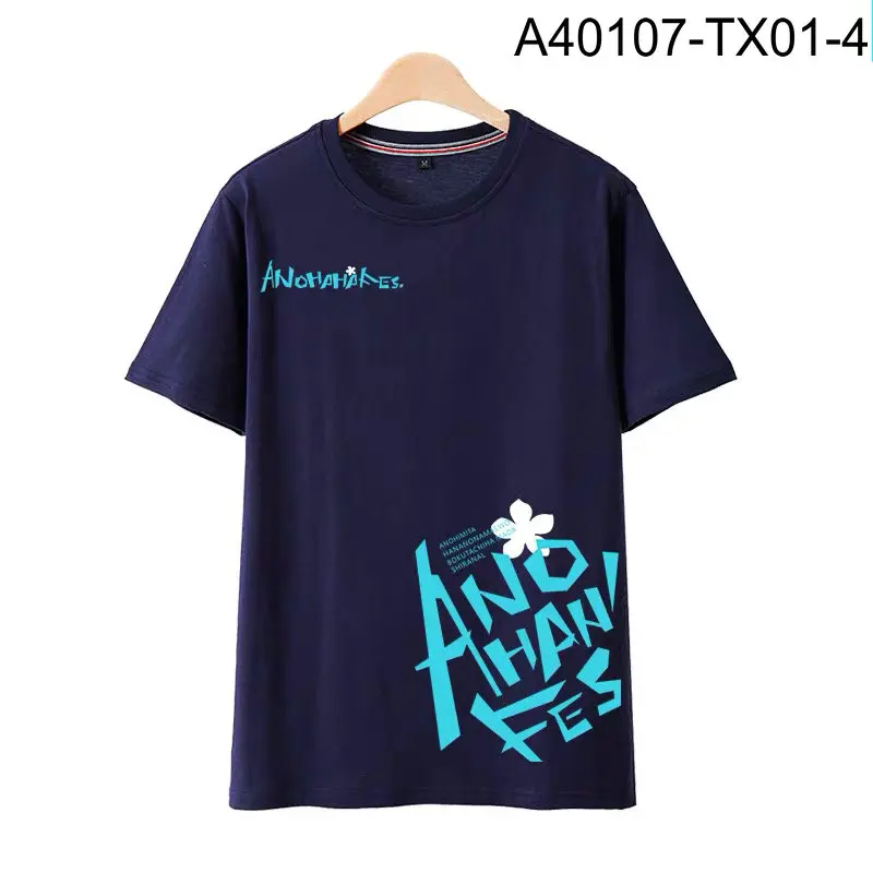 Anohana merma ดอกไม้ที่เราเห็นในวันนั้นเสื้อยืดพิมพ์ภาพฤดูร้อนแฟชั่นแขนแขนสั้นคอกลมเครื่องแต่งกายแนวสตรีทอะนิเมะยอดนิยม