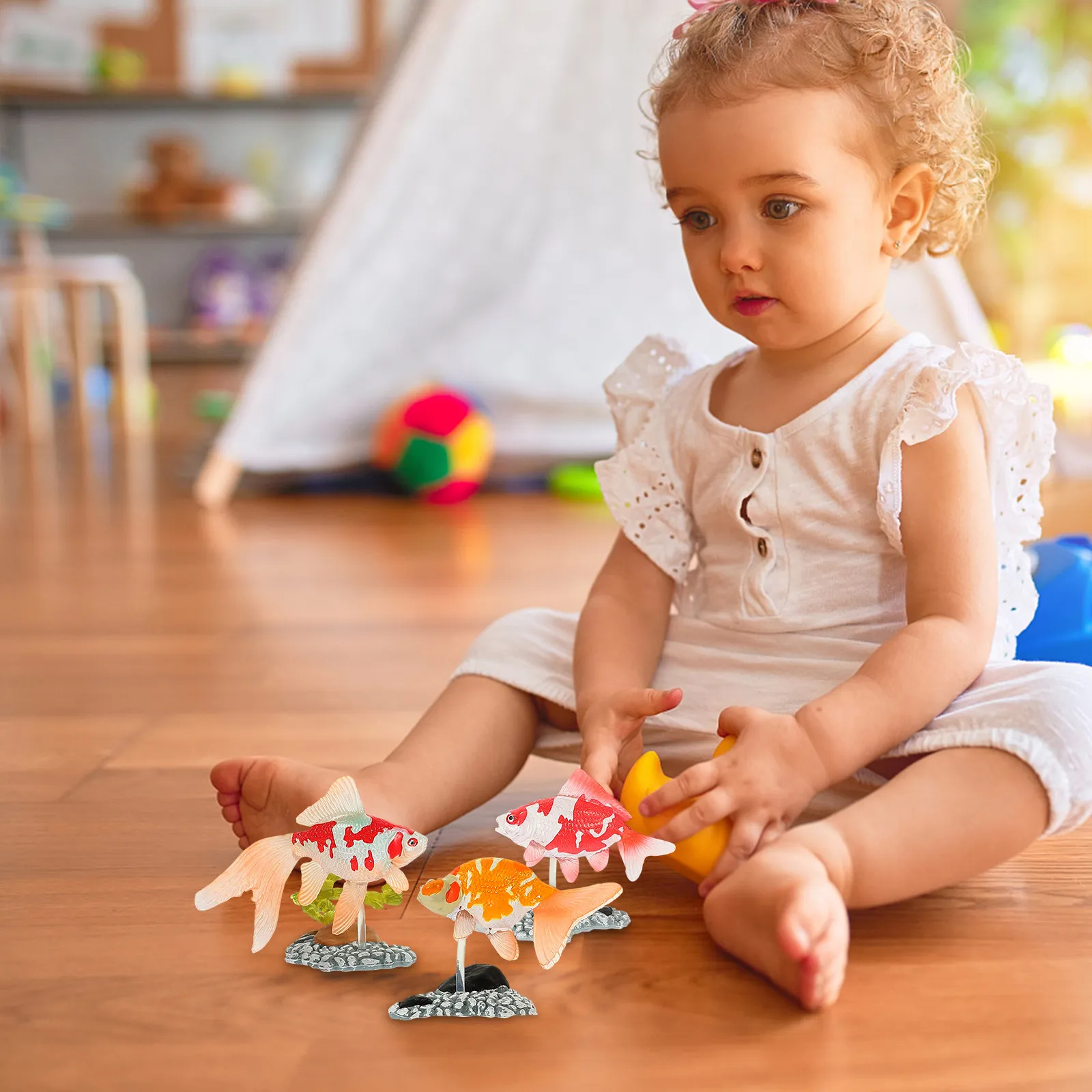 6Pcs Goldfish Simulation Figures Realistic Decorative Fish Crafts Kids Cognitive Accessory Room Decoration Fish Toys