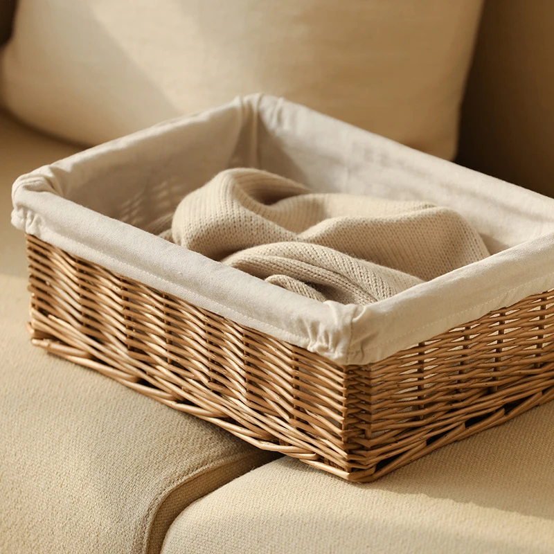 سلال خوص منسوجة يدويًا سلة تخزين منسوجة أشتات منظم الملابس سلة الغسيل اللعب حاوية الوجبات الخفيفة صندوق تخزين مكتبي
