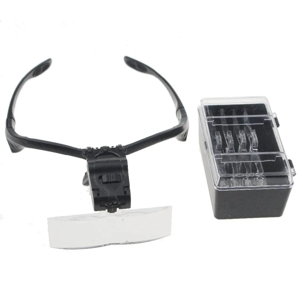 1.0/1.5/2.0/2.5/3.5X Magnifier Headband Magnifying Glasses Eye Repair Magnifier 2 LED Light Glasses Loupe Optical Lens