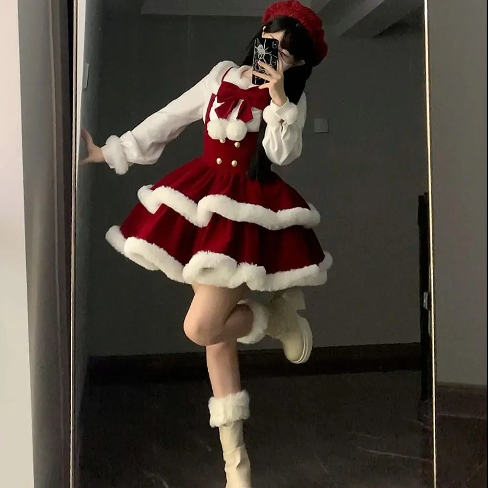 MAGOGO Weihnachts-Schlachtanzug für das neue Jahr, Winterhemd, reines Verlangen, Neckholder-Kleid, Set mit Lolita-Kleidern