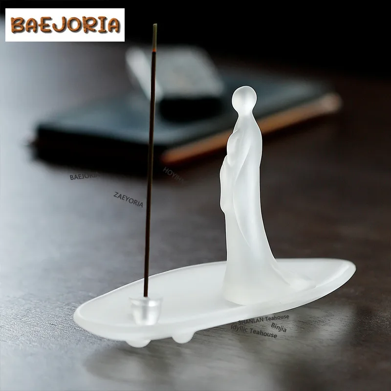 BAEJORIA A Tiny Boat Coloured Glaze Glass Incense Holder Incense Waterfall Incense Burners Aromatherapy Censer Home Ornaments