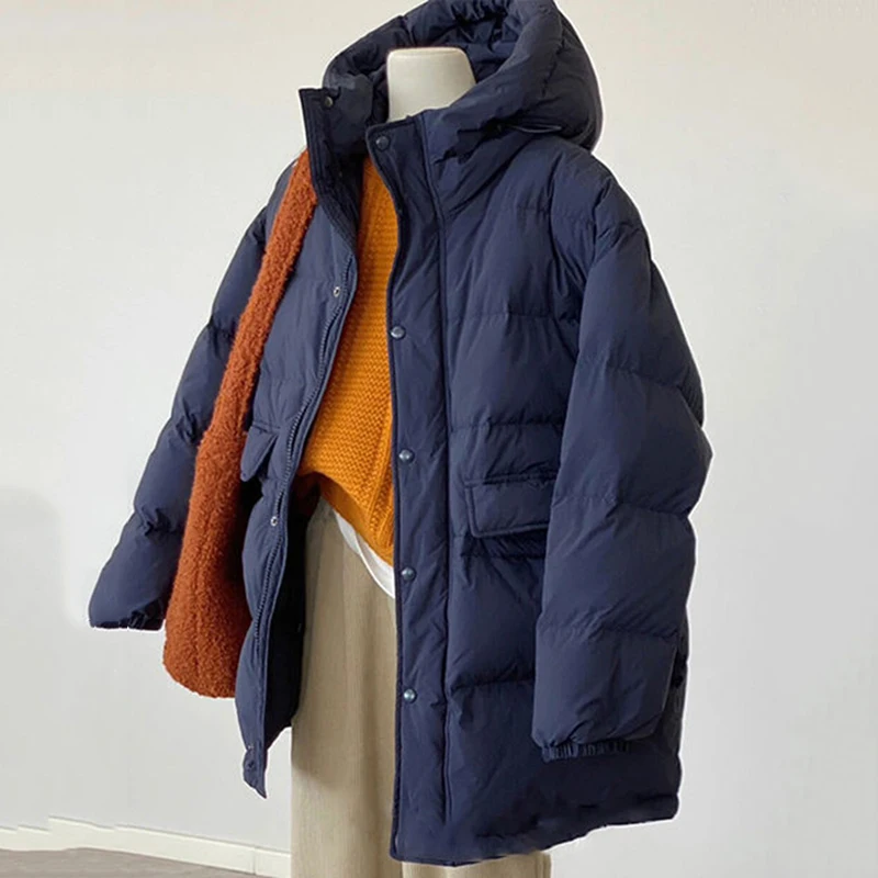 

Зимние куртки-пуховики с капюшоном, женские толстые теплые парки, пальто с хлопковой подкладкой, повседневные свободные парки с длинными рукавами, женская верхняя одежда