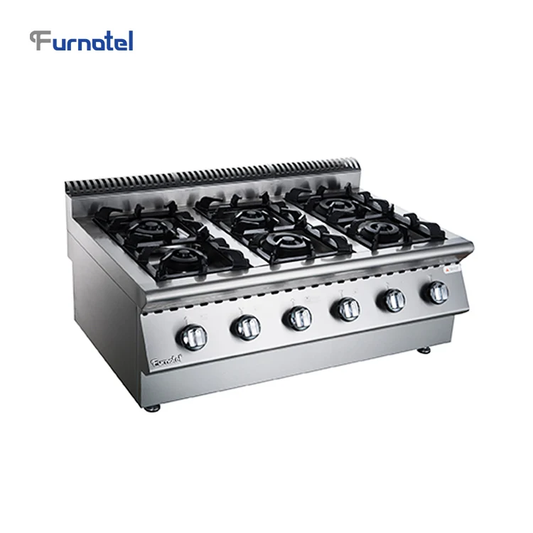 Table Top X Series Kitchen Gas Range 6 Burner With Cabinet