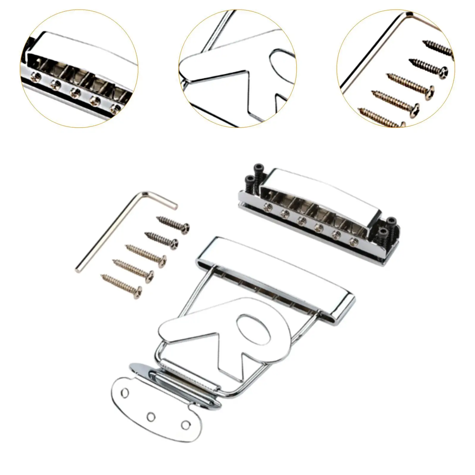 Set jembatan gitar Tailpiece logam 6 dawai, suku cadang instrumen musik gitar