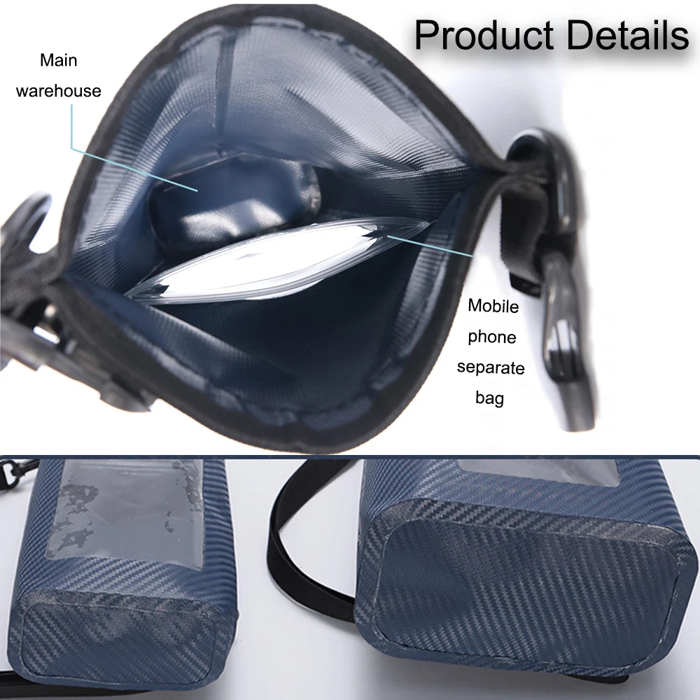 Borsa a secchiello impermeabile Roll Top da 3L, 5L, borsa impermeabile quadrata in fibra di carbonio, custodia impermeabile per escursioni, alla deriva