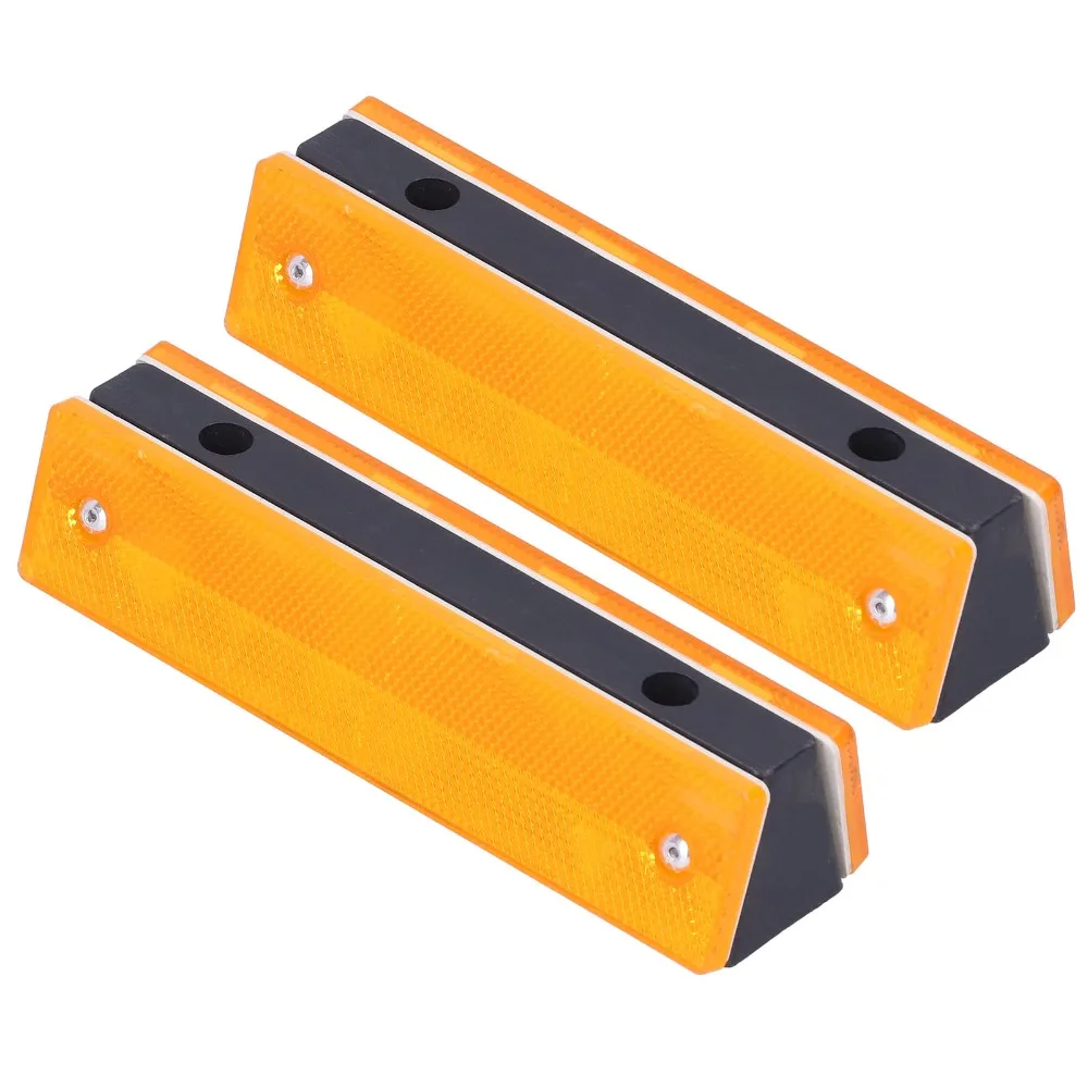 2PCS Durable Orange Reflective Road Compact Plastic Highway Traffic Warning Facilities Highlight Rectangle Stud Marker
