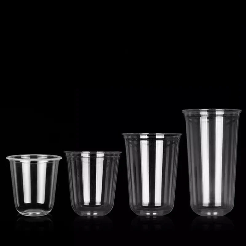 50pcs 90 Caliber PET Disposable Cold Drink Cups U-shaped High Transparency Plastic Coffee Cup Milk Tea Ice Cream Yogurt Mug