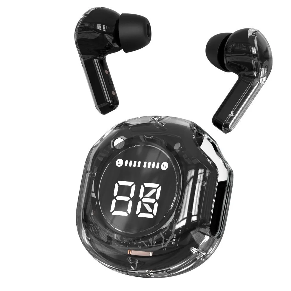 Fone de Ouvido com Bateria de Longa Duração, Bluetooth, Esportivo, Gancho de Orelha com Microfone, Display Digital, Estojo de Carregamento