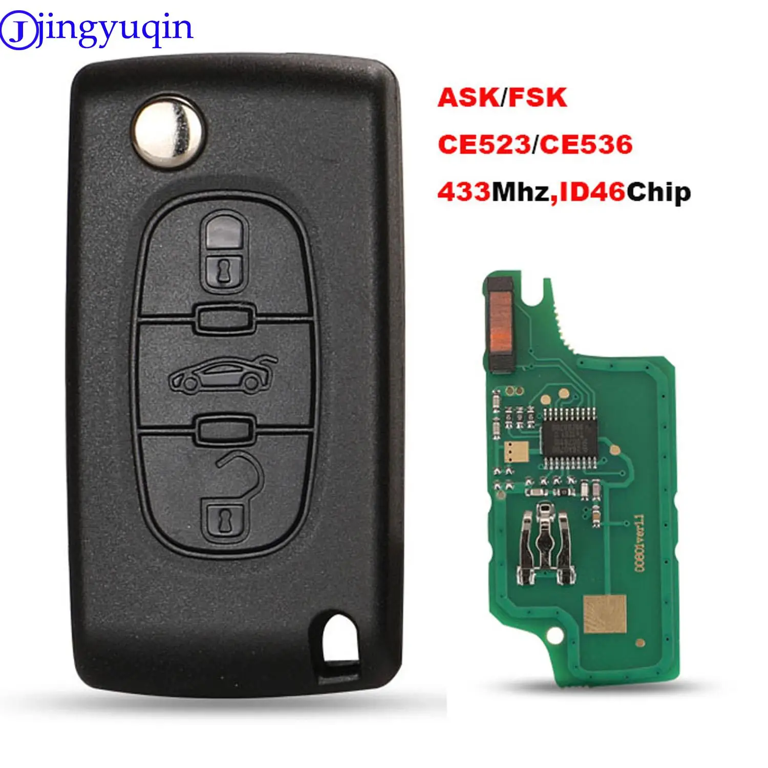 jingyuqin 433Mhz ASK Car Key For Citroen C2 C3 C4 C5 C6 C8 HU83/VA2 Blade Foding Flid Key