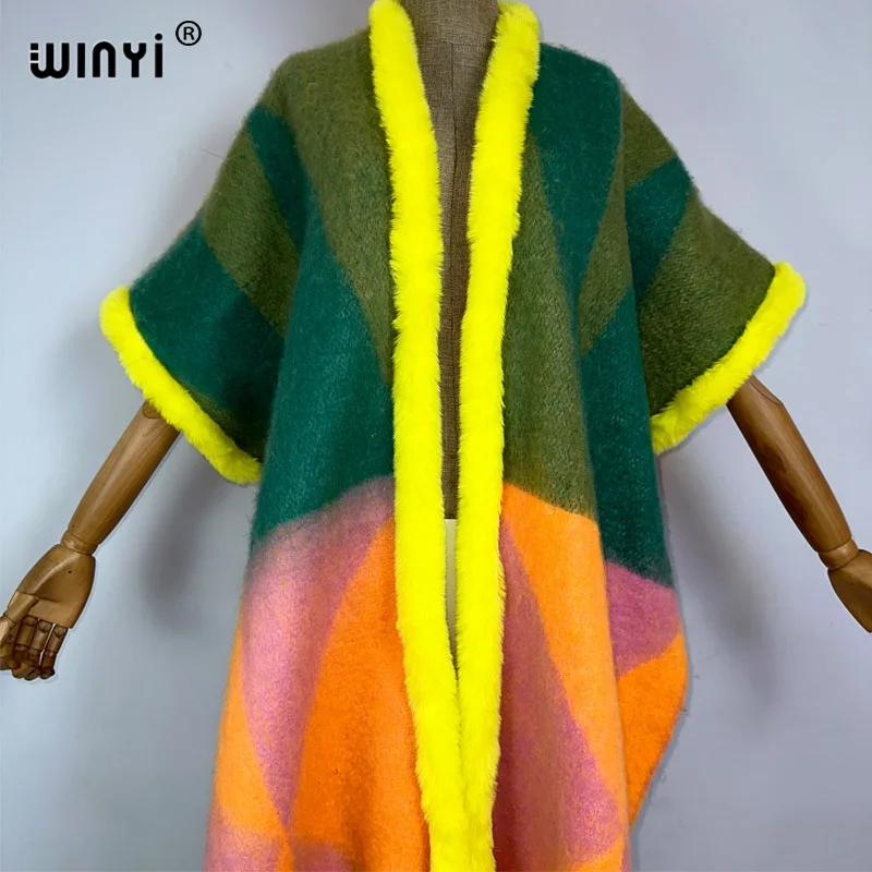 WINYI Winter Africa fashion cloak Women High Quality poncho tassels Luxury Loose OverCoat Thick Warm Female maxi coat jacket