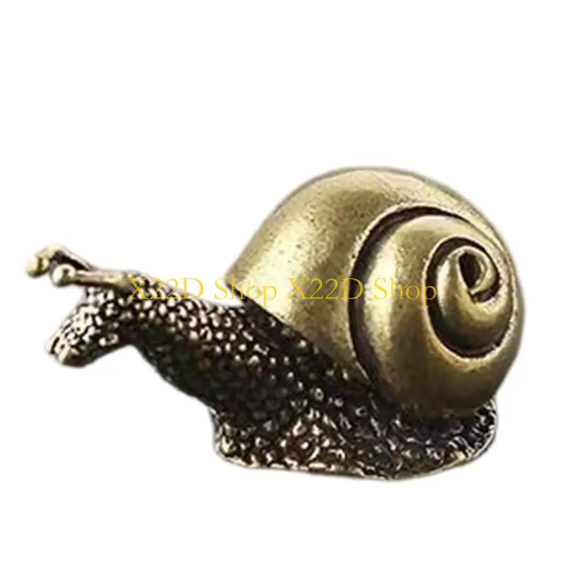 X22D Miniature Snail Sculpture Antique Finish Alloy Craft Desktop Display Teas Culture Decors Handcrafted Collectible Gift