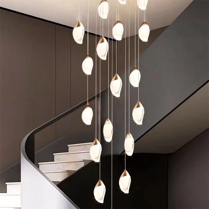 Modern Mango Chandeliers For Kitchen Island K9 Crystal Staircase Simple Nordic LED Pendant Lights Luxury Dining Room Living Room