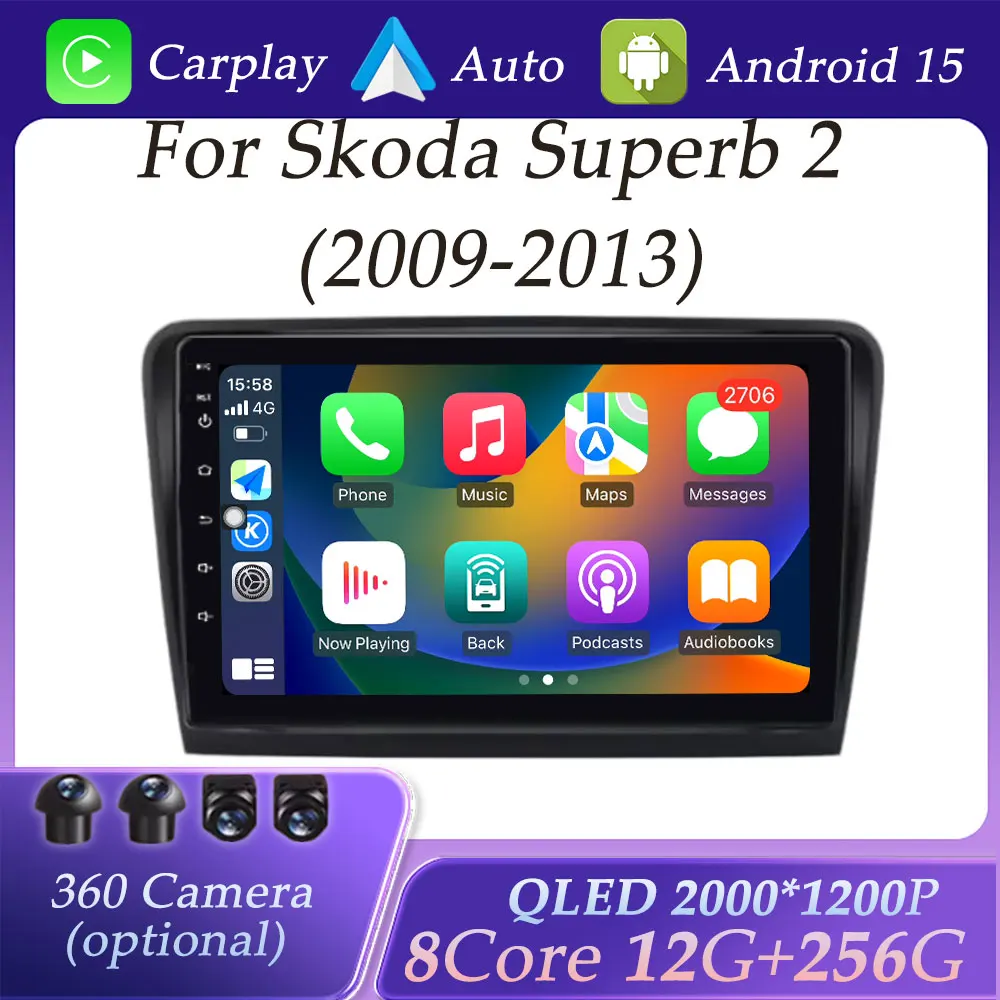 

Car Radio Video Audio Multimedia Player for Skoda Superb 2 2009 - 2013 Wireless Carplay Split Screen GPS Navi DSP Stereo WiFi BT