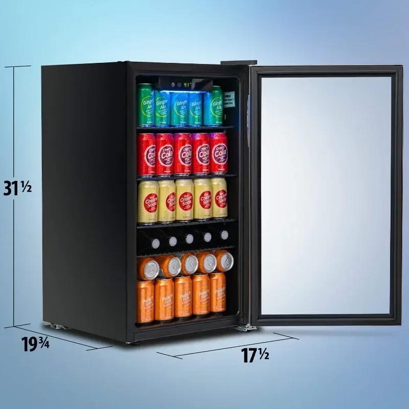 Beverage Refrigerator and Cooler with Glass Door, Digital Thermometer, Cooling Convection Fan, Simple Controls