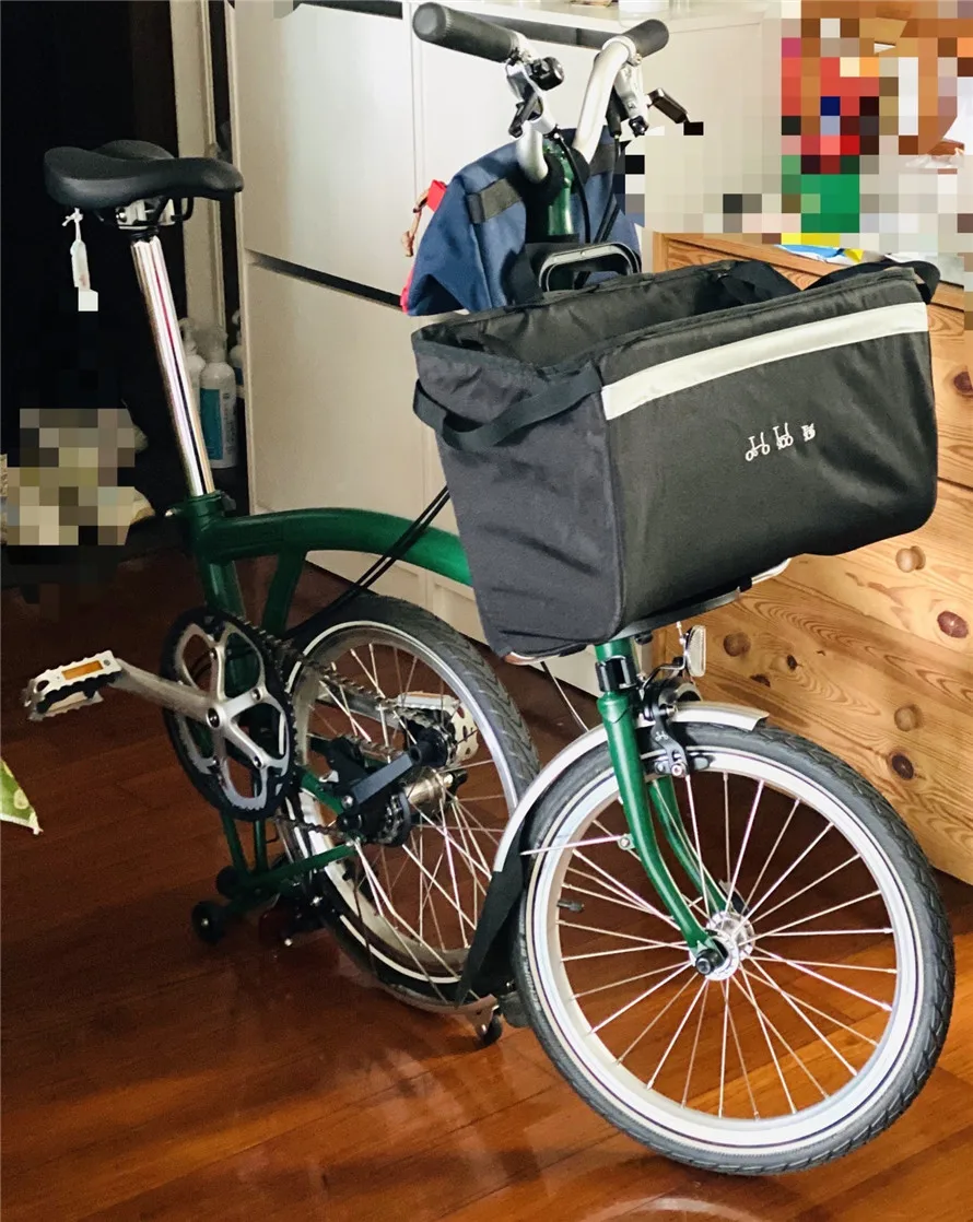 Für Brompton Faltrad: Vordere Aufbewahrungstasche mit Halterung, Original Vordertasche, Gemüsekorb und interne Halterung – Detail 11