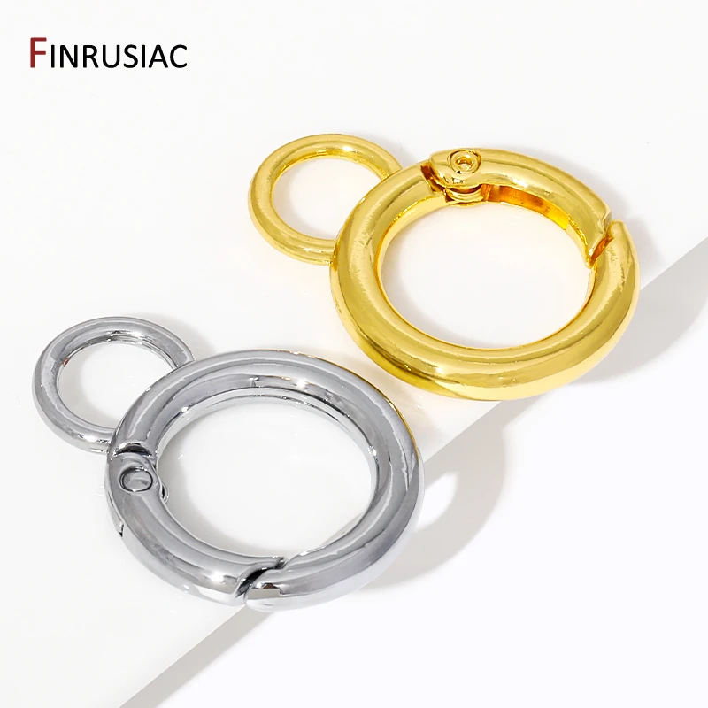 1/3/5Pcs 18K Gold Plated O Ring Spring Clasps Openable Carabiner Keychain Bag Hook Buckles Connector For DIY Jewelry Making