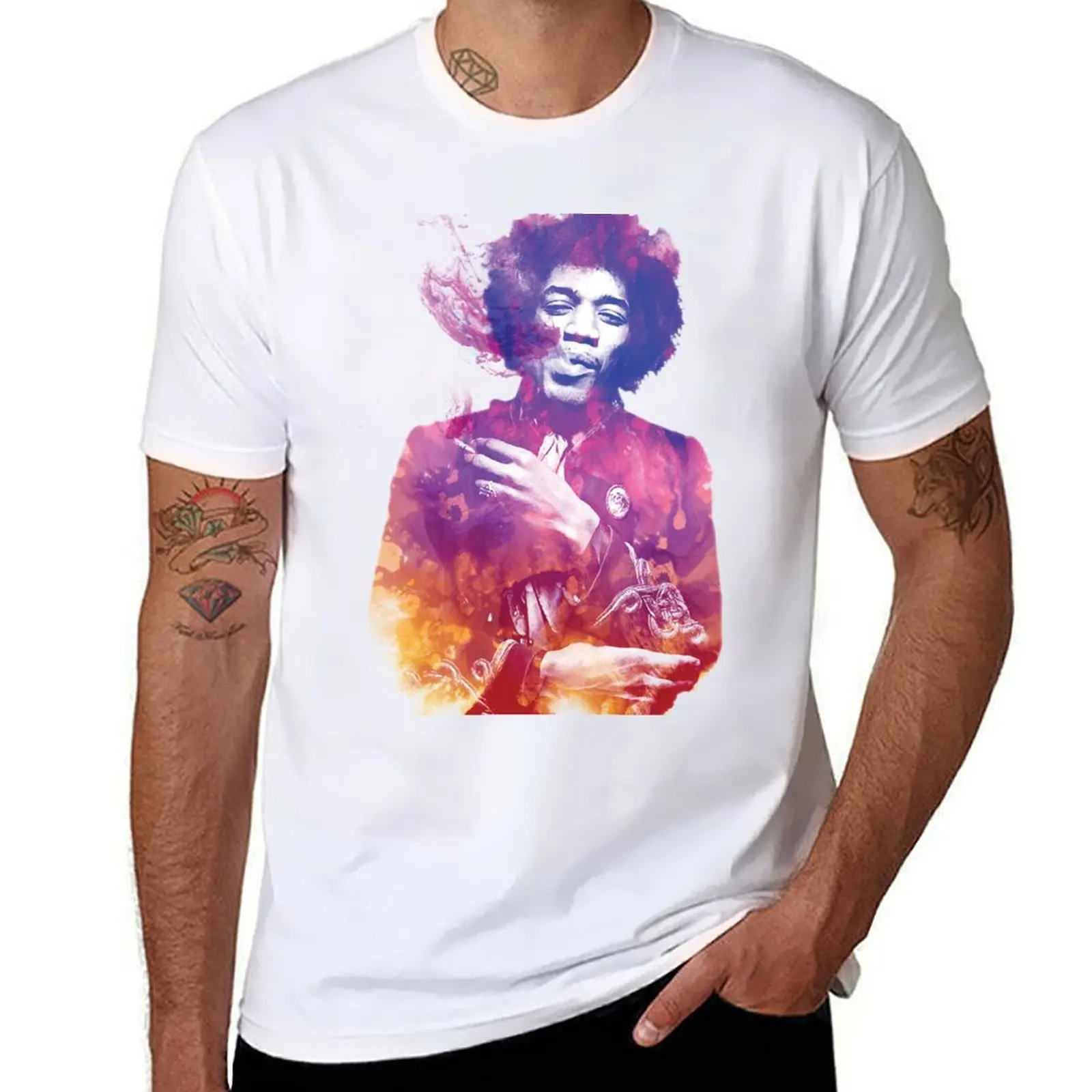 

Jimmy Hendrix Watercolor Splash Art T-Shirt Clothing vintage clothes plain white t shirts men
