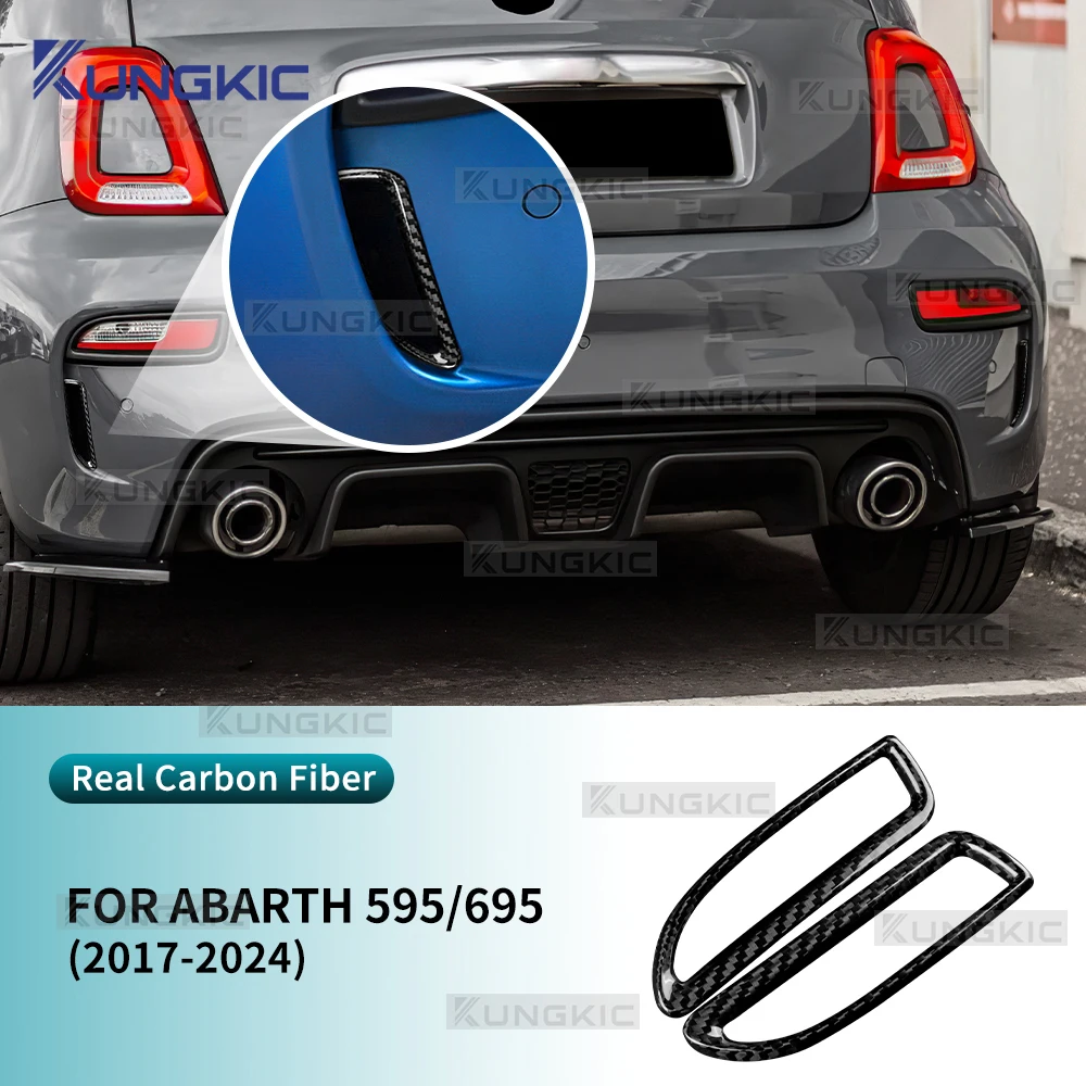 2PCS Real Hard Carbon Fiber Sticker For Abarth 595 695 2017 2018 2019 2020 2021 2022 2023 2024 Car Rear Side Air Intake Frame