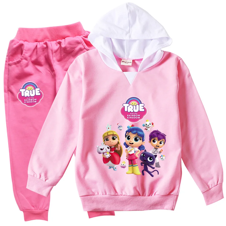 Lovely True Rainbow Kingdome Costume Kids Hoodies Jogging Pants 2pcs Sets Toddler Girls Boutique Outfits Baby Boys Clothing Set