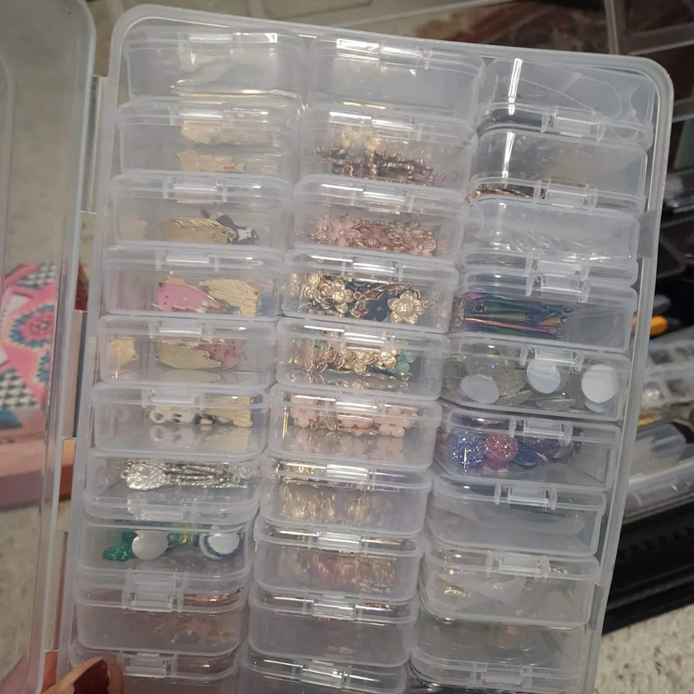 

2Sets Transparent Small Parts Storage Box Organizer Clear Plastic Container for Beads Jewelry Crafts DIY Sundries Organization