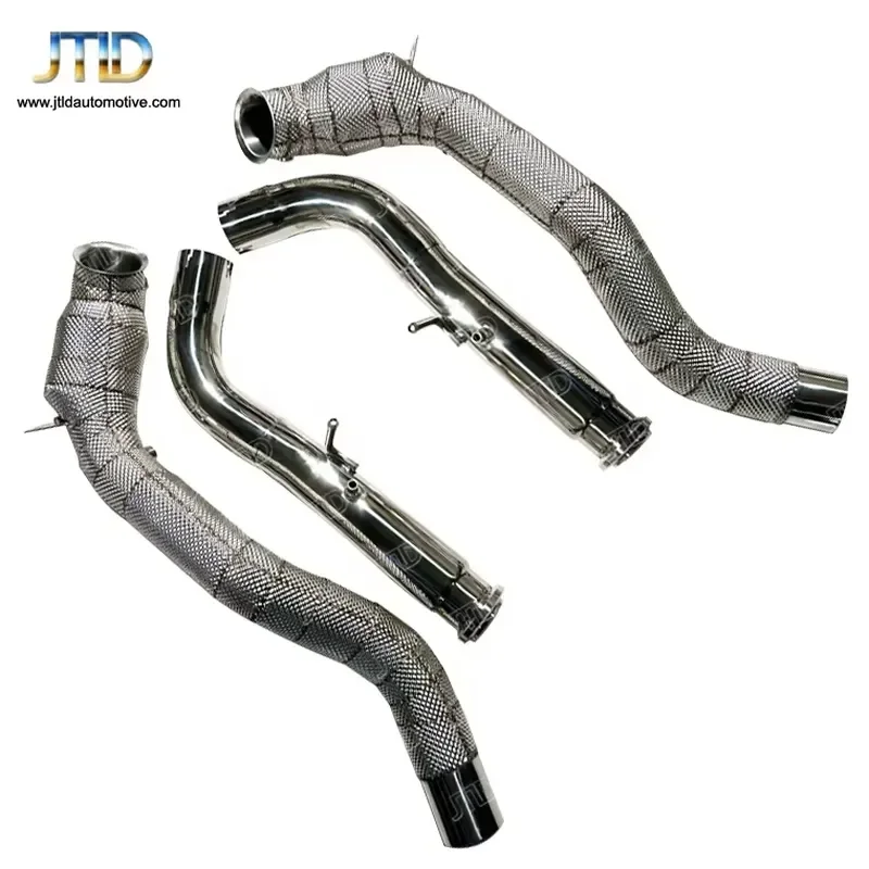 High Performance Aftermarket Stainless Steel Exhaust Catless Downpipe for Mercedes Benz W463A G63 2019+ Decat Heat Shield