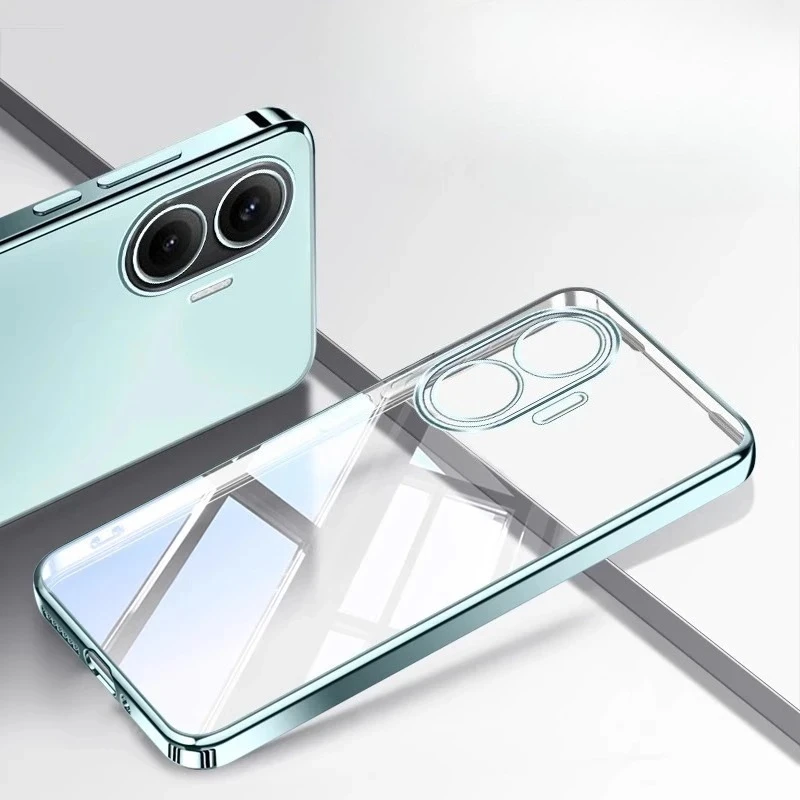 حافظة لهاتف POCO F7 حافظة رفيعة للغاية من السيليكون لهاتف Redmi Turbo 4 Pro POCOF7 غطاء شفاف مطلي بالكهرباء