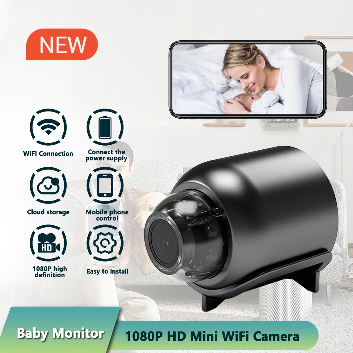 1080P HD Mini WiFi Camera Indoor Safety Security Surveillance Baby Monitor Night Vision Camcorder IP Cam Audio Video Recorder