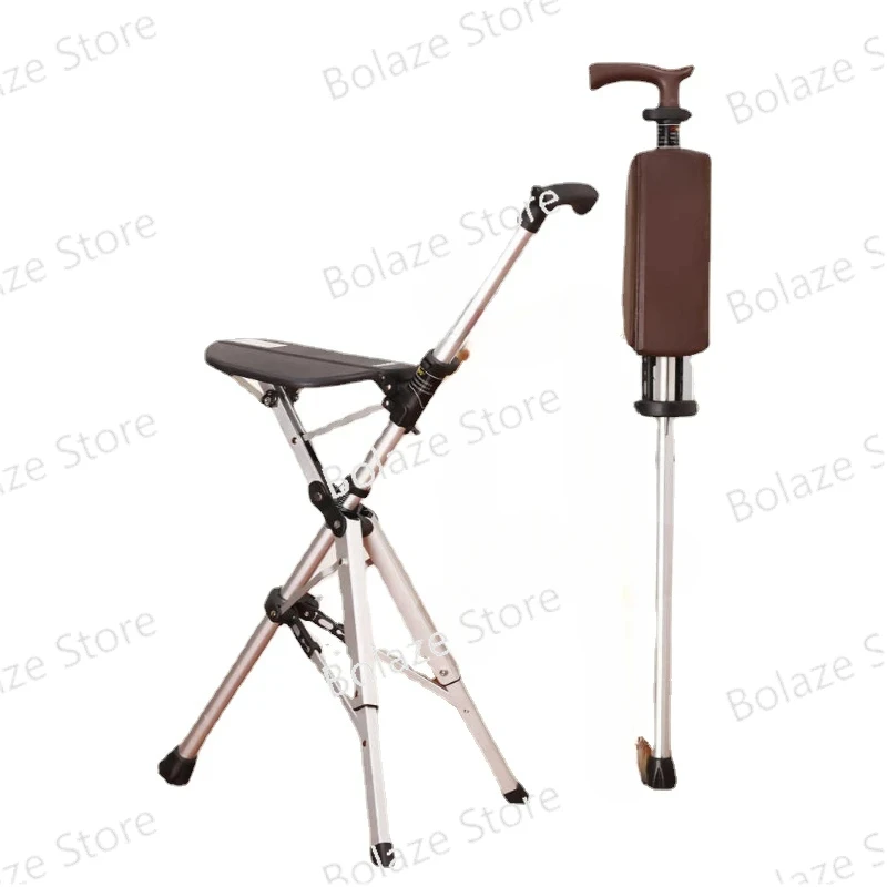 Outdoors Folding Crutch Chair Elderly Rest Hand Stool Light Multifunctional Non Slip Portable Stools Beach Camping Chair