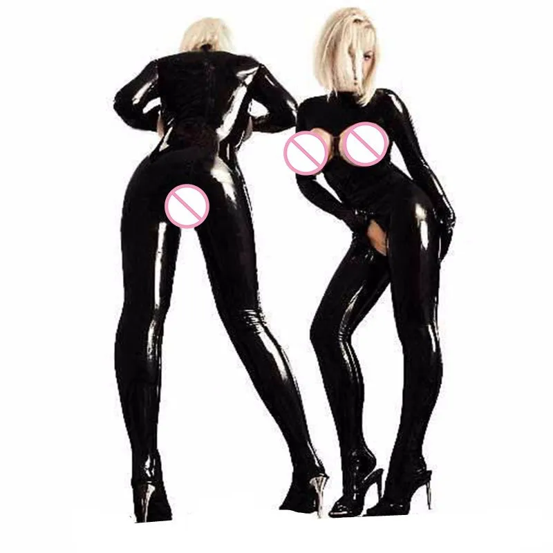 

Кожаный комбинезон с длинными рукавами и открытой промежностью, с открытой грудью, сексуальный и подходит для женщин-танцоров на шесте в ночных клубах и барах