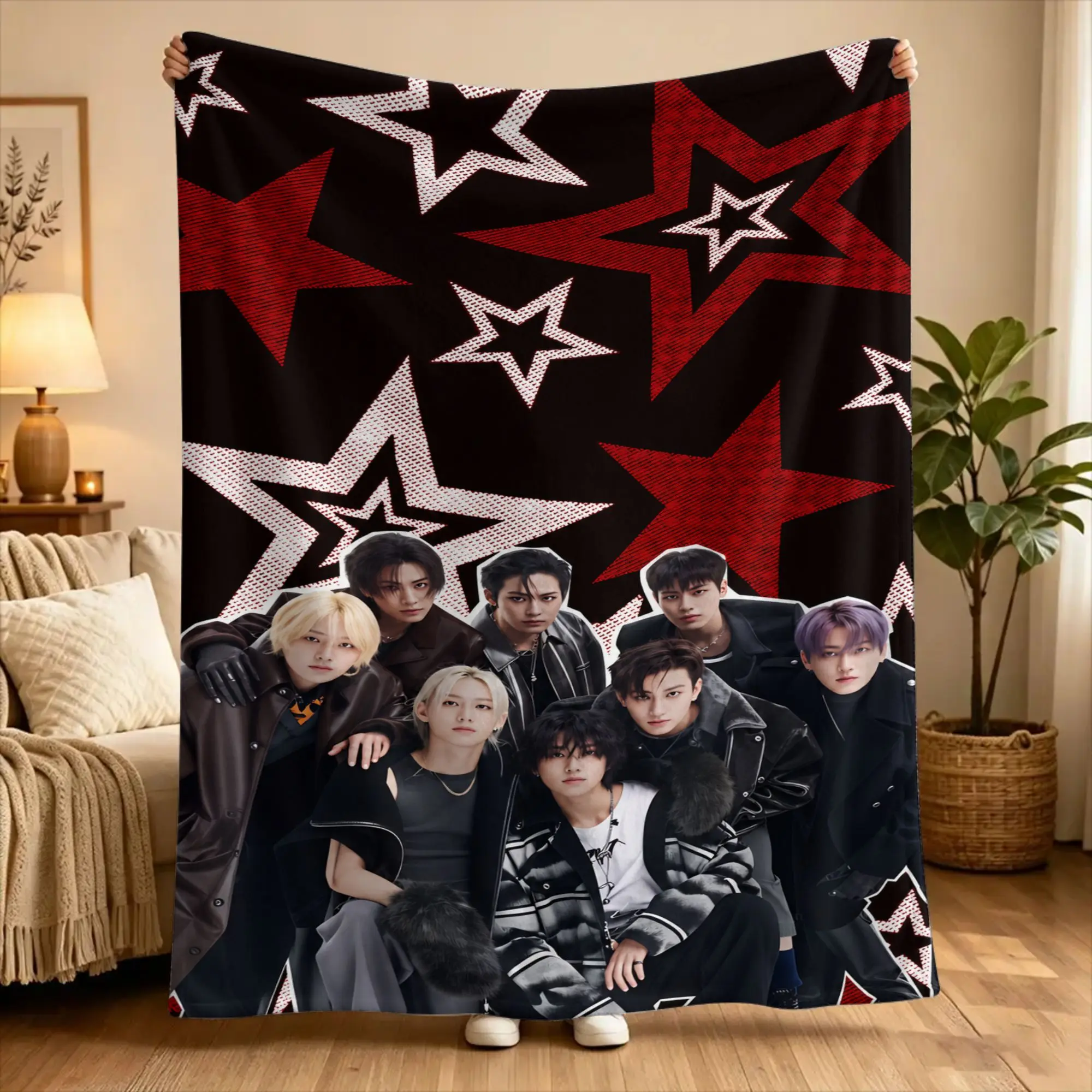 KPOP S-Strays Blanket For kids  Airplane Travel Flannel Throw Blanket For Couch Chair Super Warm Design Quality Bedspread