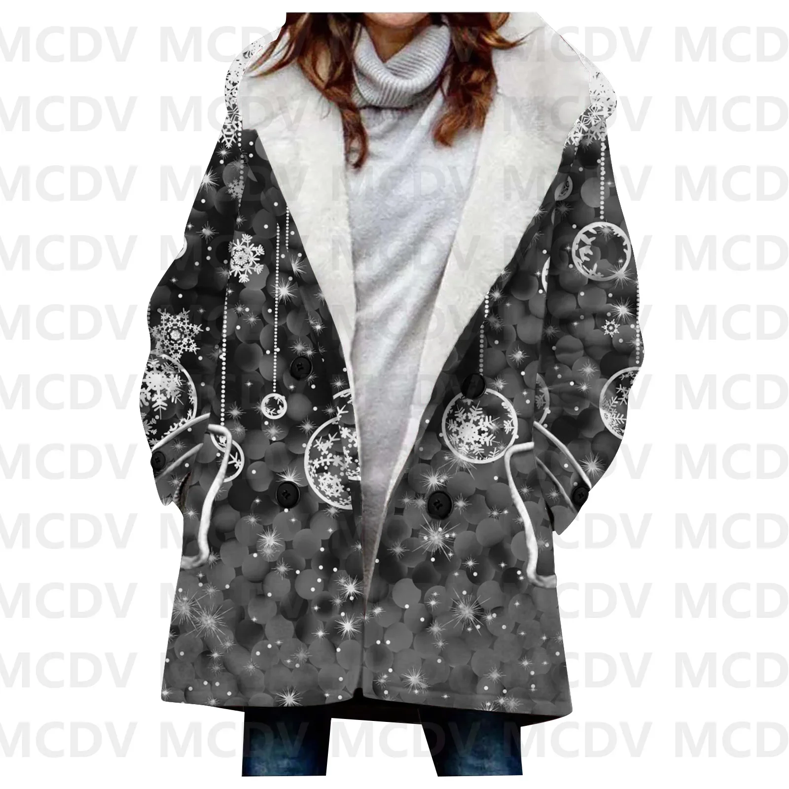 

Christmas 2023 3D All Over Printed Fleece Hooded Cloak Women Thick Warm Coat Women's Winter Warm Overcoat Casual Clothes