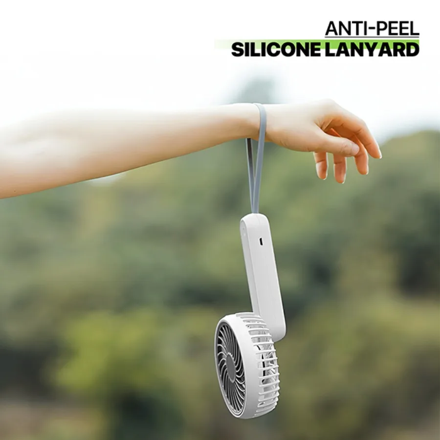 3-Inch Mini USB Rechargeable Handheld Fan - 3-Speed Quiet Portable Cooling Fan, Foldable Lightweight (4.5"D x 8"H) with Lanyard