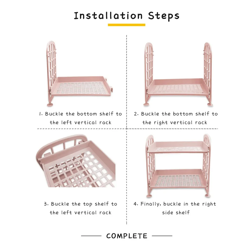 رف تخزين سطح المكتب منظم الرف للطي البلاستيك تخزين الرف أشتات مستحضرات التجميل القرطاسية الرف للمنزل مكتب عنبر