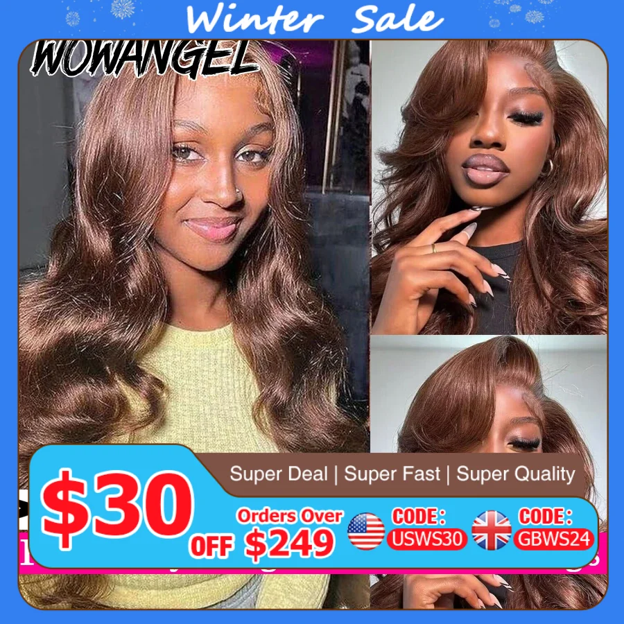 250% pré tudo 13x6 hd perucas frontais do laço chocolate marrom onda do corpo perucas derreter peles perucas de cabelo humano pré arrancadas para a mulher