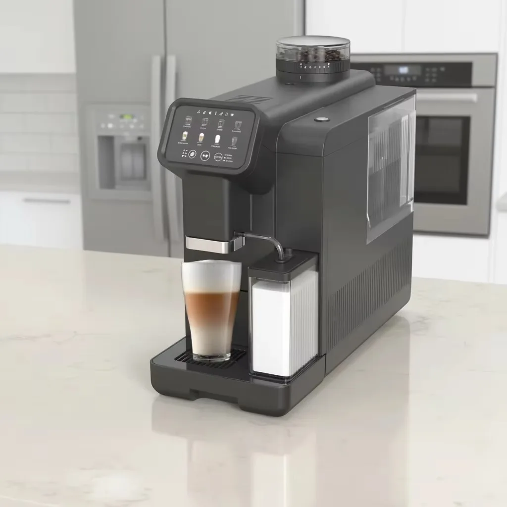 Macchina da Caffè Completamente Automatica da 1450W, Colore e Logo Personalizzabili, Sistema di Autopulizia e Acqua Calda per Hotel e Ristoranti